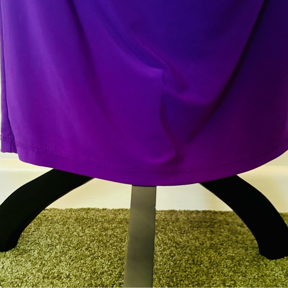 Tiana B. Size S Stretchy Purple Sleeveless Midi Cowl Neck Dress w Ruching - Picture 4 of 9